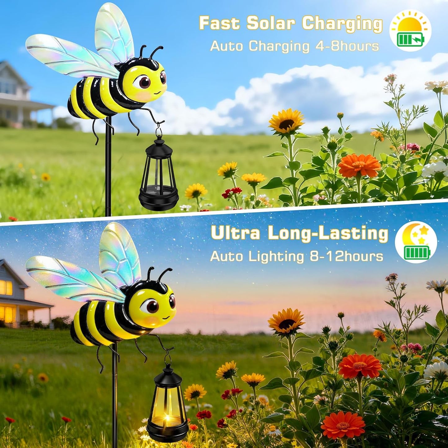 Solar Lights Outdoor 32.28in Garden Butterfly Stakes with Solar Lights