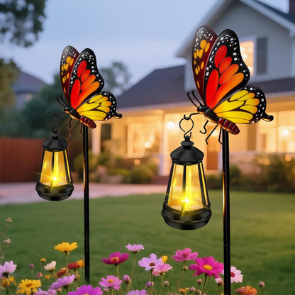 Solar Lights Outdoor 32.28in Garden Butterfly Stakes with Solar Lights