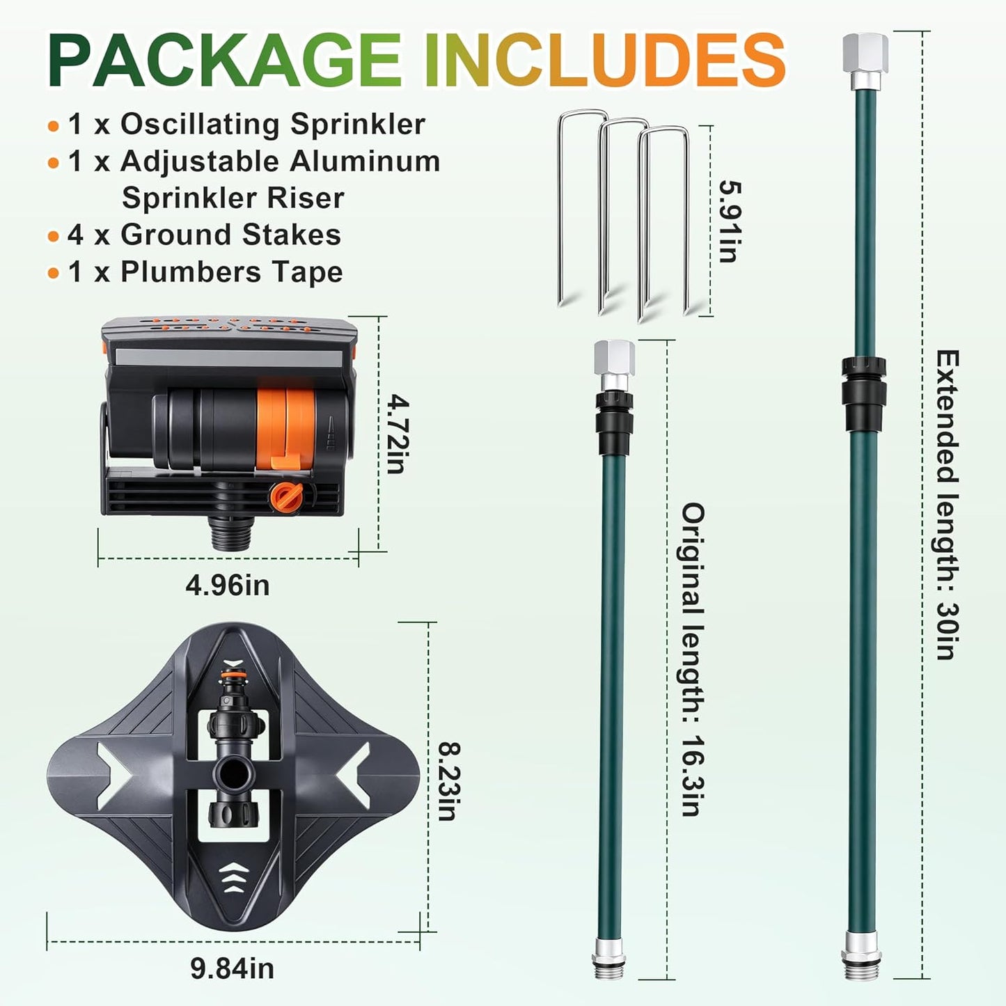 Oscillating Sprinkler with Aluminum Riser(Spike)