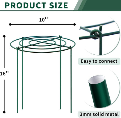 4pack Peony Cages and Supports, 10 x 16 Inch Four Legs Peony Cage, Heavy-Duty Peonies Support Cages, Peony Ring for Roses, Hydrangeas, Sage, Peonies, Cucumbers, Tomato