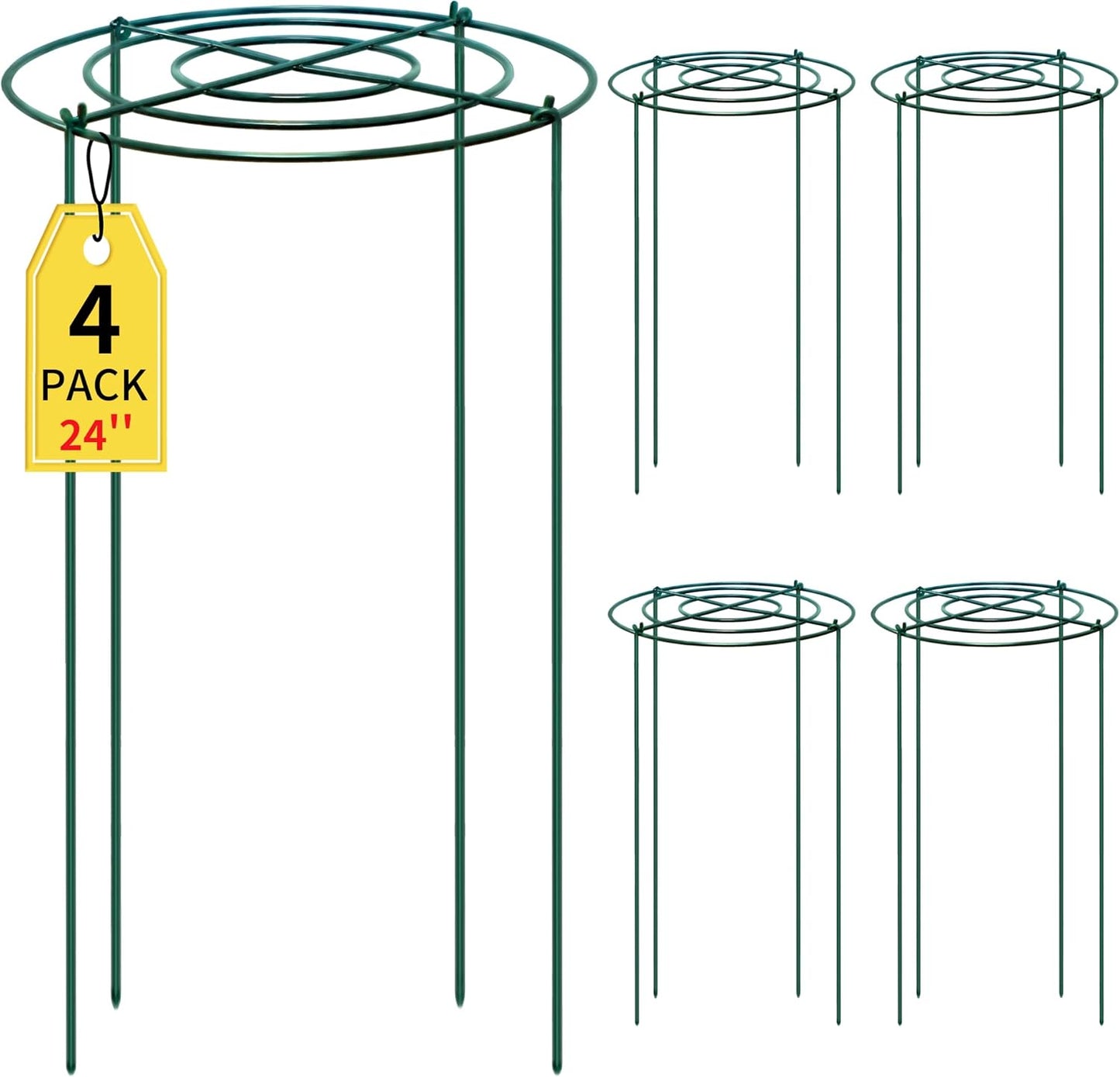 4pack Peony Cages and Supports, 10 x 16 Inch Four Legs Peony Cage, Heavy-Duty Peonies Support Cages, Peony Ring for Roses, Hydrangeas, Sage, Peonies, Cucumbers, Tomato