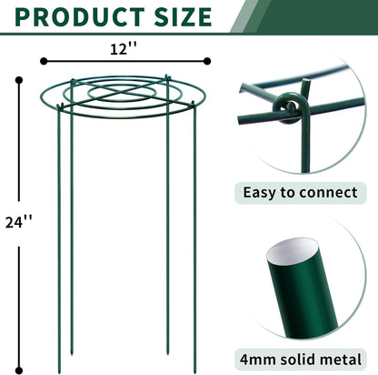 4pack Peony Cages and Supports, 10 x 16 Inch Four Legs Peony Cage, Heavy-Duty Peonies Support Cages, Peony Ring for Roses, Hydrangeas, Sage, Peonies, Cucumbers, Tomato