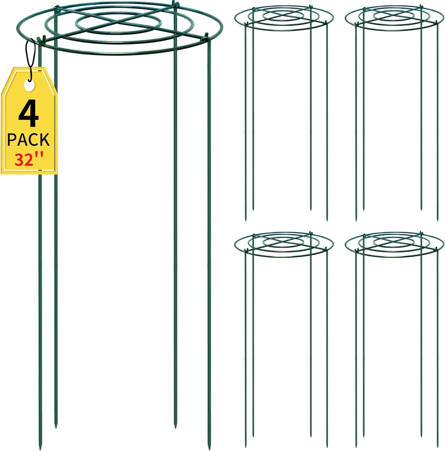 4pack Peony Cages and Supports, 10 x 16 Inch Four Legs Peony Cage, Heavy-Duty Peonies Support Cages, Peony Ring for Roses, Hydrangeas, Sage, Peonies, Cucumbers, Tomato