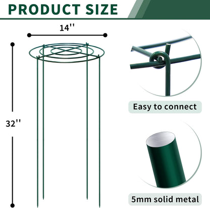 4pack Peony Cages and Supports, 10 x 16 Inch Four Legs Peony Cage, Heavy-Duty Peonies Support Cages, Peony Ring for Roses, Hydrangeas, Sage, Peonies, Cucumbers, Tomato