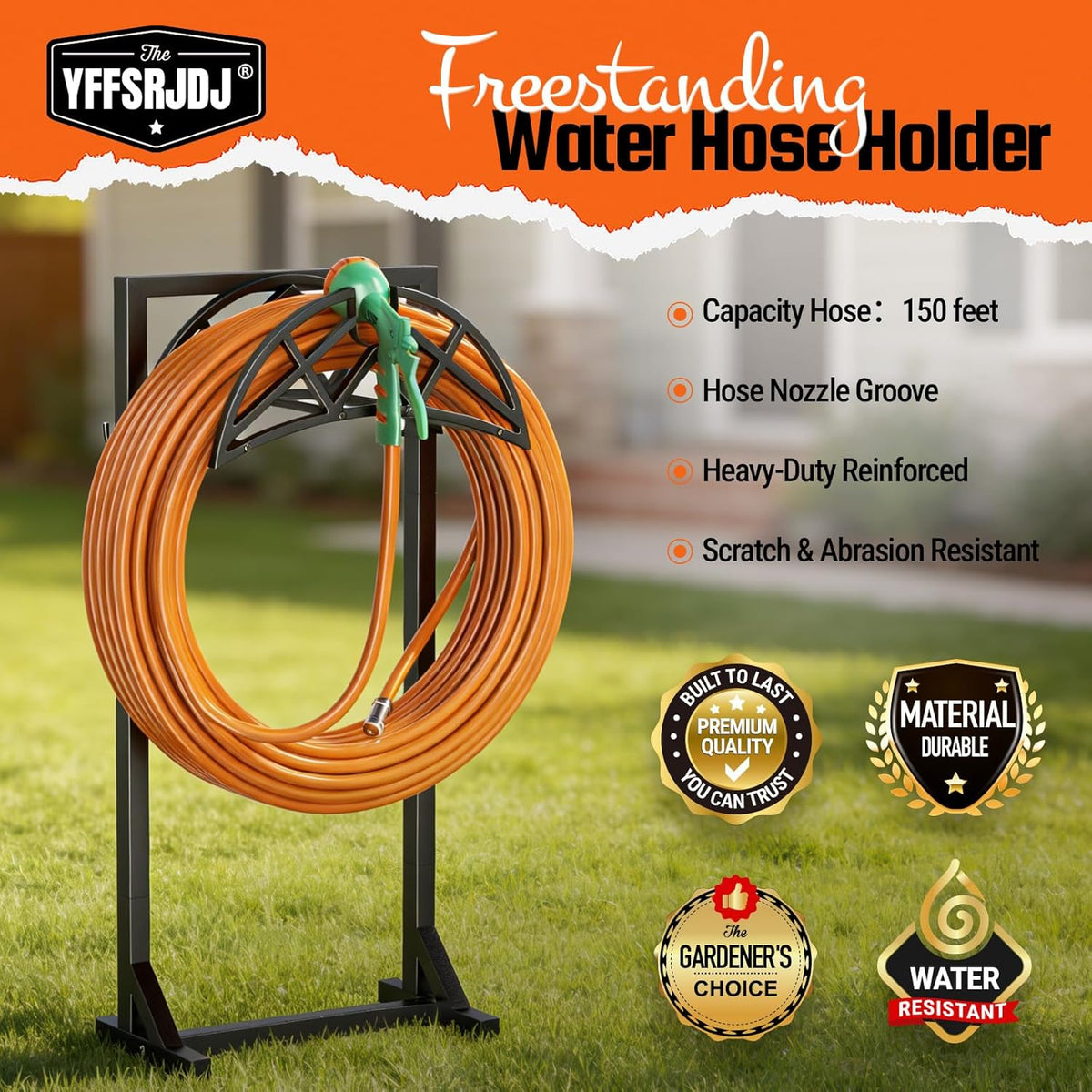 Garden Hose Reel, Heavy Duty Water Hose Holder for Outside