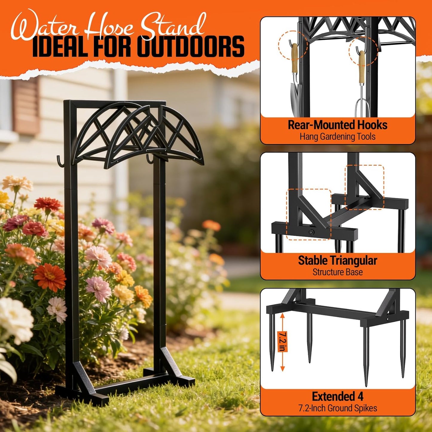 Garden Hose Reel, Heavy Duty Water Hose Holder for Outside