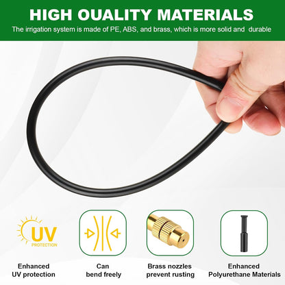 50FT Drip Irrigation System, 1/4" Garden Watering Misting System for Plant