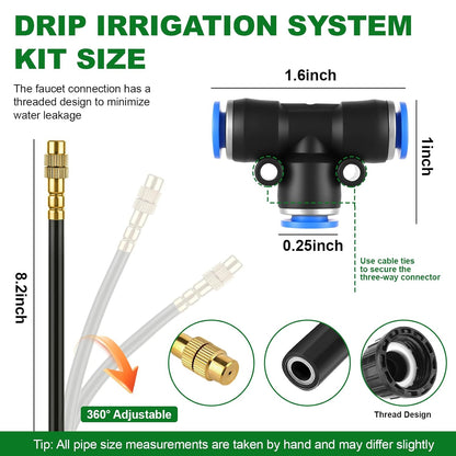 50FT Drip Irrigation System, 1/4" Garden Watering Misting System for Plant