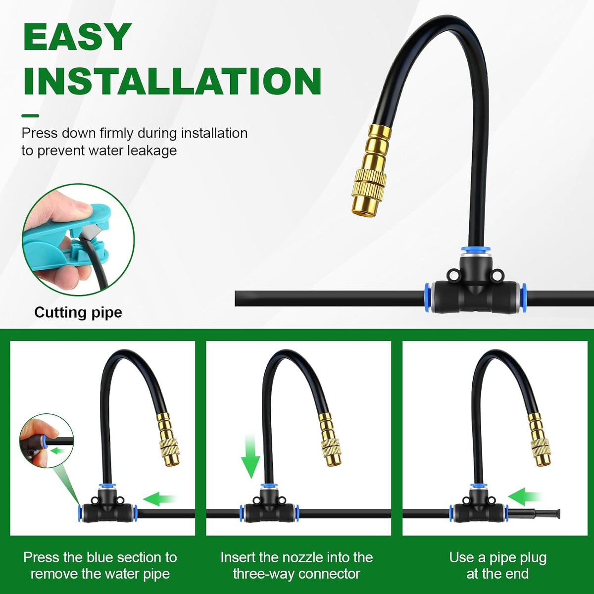 50FT Drip Irrigation System, 1/4" Garden Watering Misting System for Plant