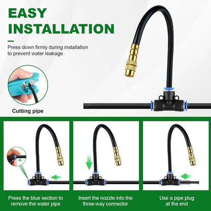 50FT Drip Irrigation System, 1/4" Garden Watering Misting System for Plant