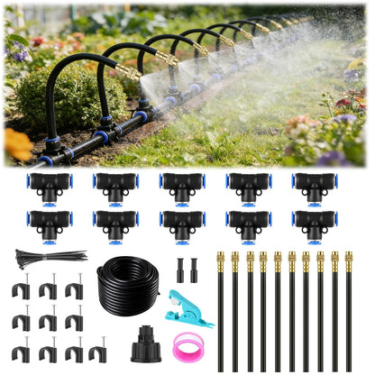 50FT Drip Irrigation System, 1/4" Garden Watering Misting System for Plant