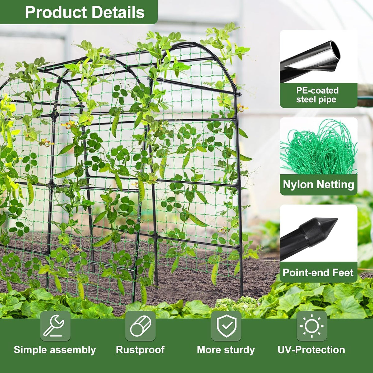 7 ft Garden Arch Tunnel Trellis for Climbing Plants Outdoor
