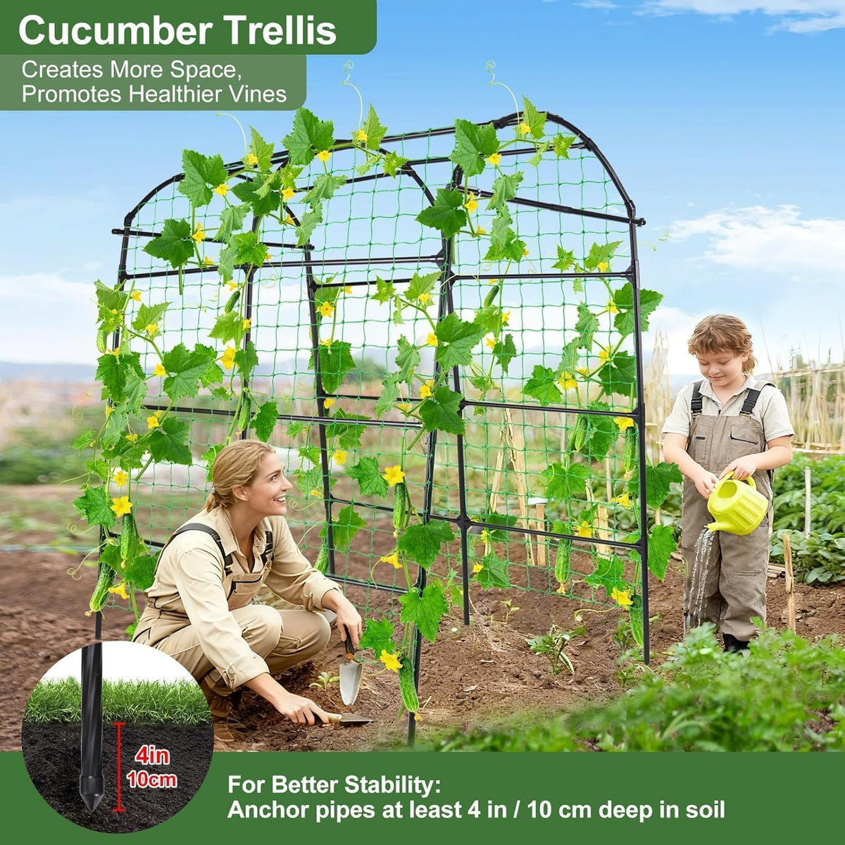 7 ft Garden Arch Tunnel Trellis for Climbing Plants Outdoor