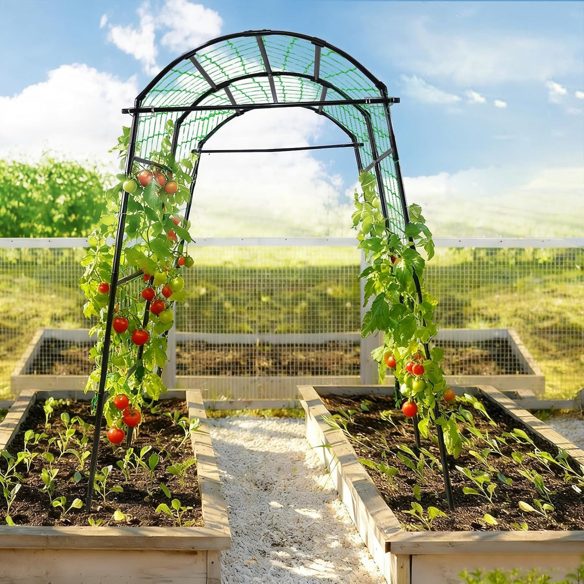 7 ft Garden Arch Tunnel Trellis for Climbing Plants Outdoor
