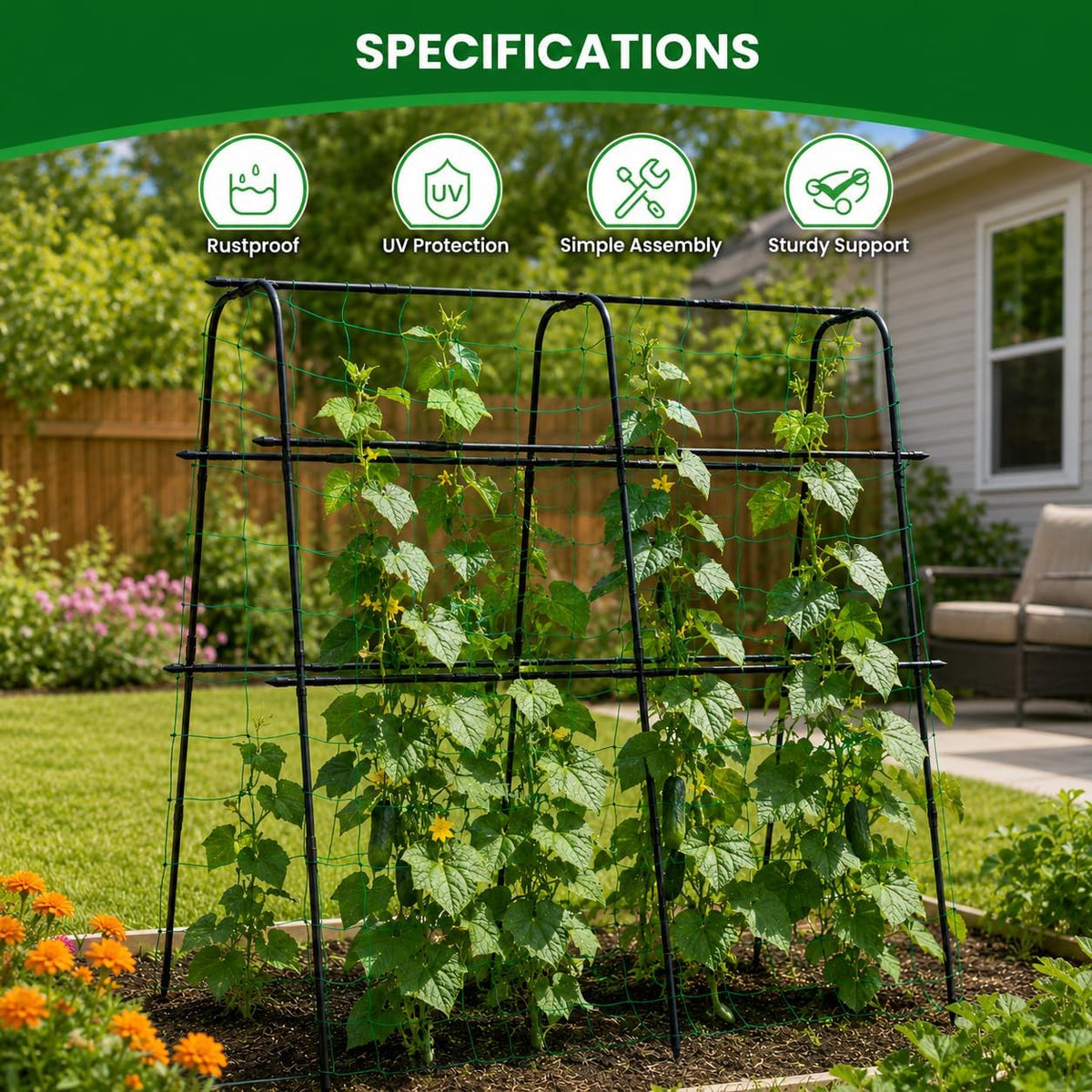 7 ft Garden Arch Tunnel Trellis for Climbing Plants Outdoor