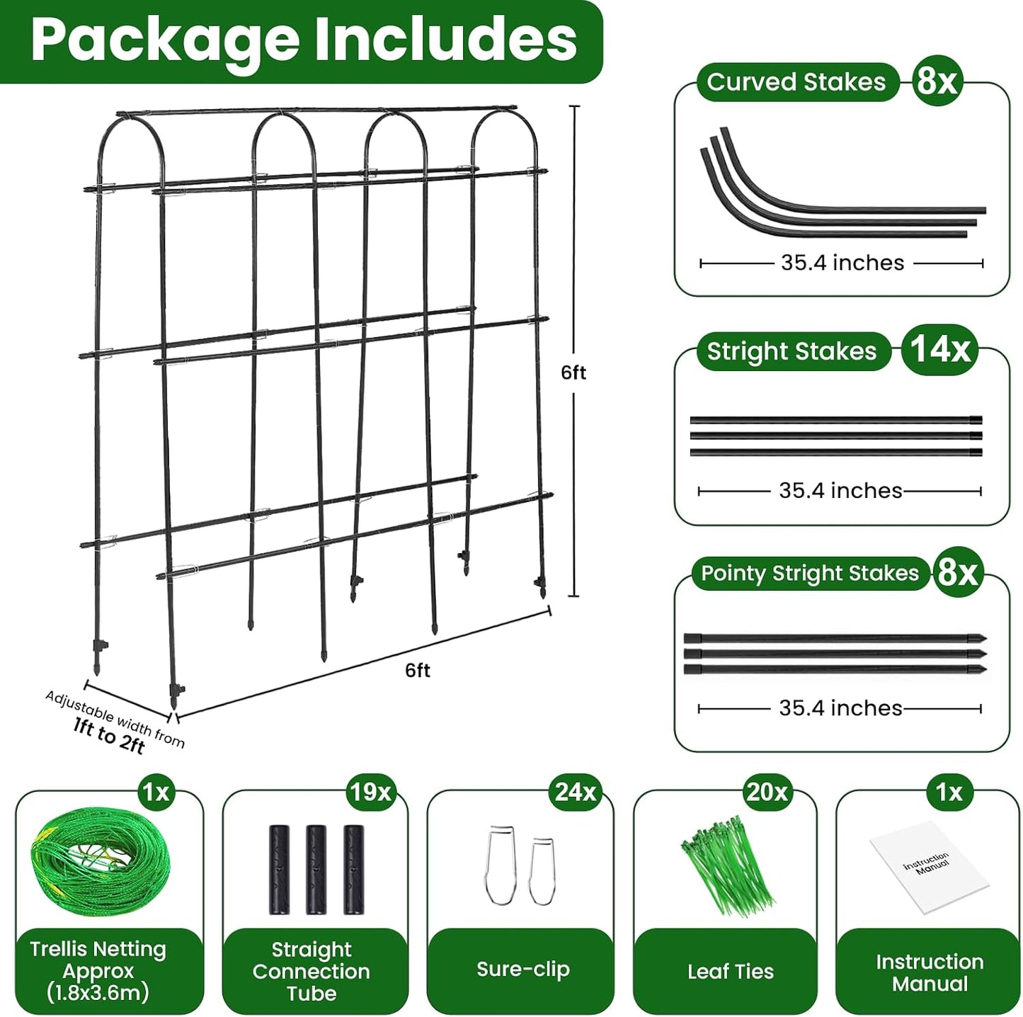 7 ft Garden Arch Tunnel Trellis for Climbing Plants Outdoor