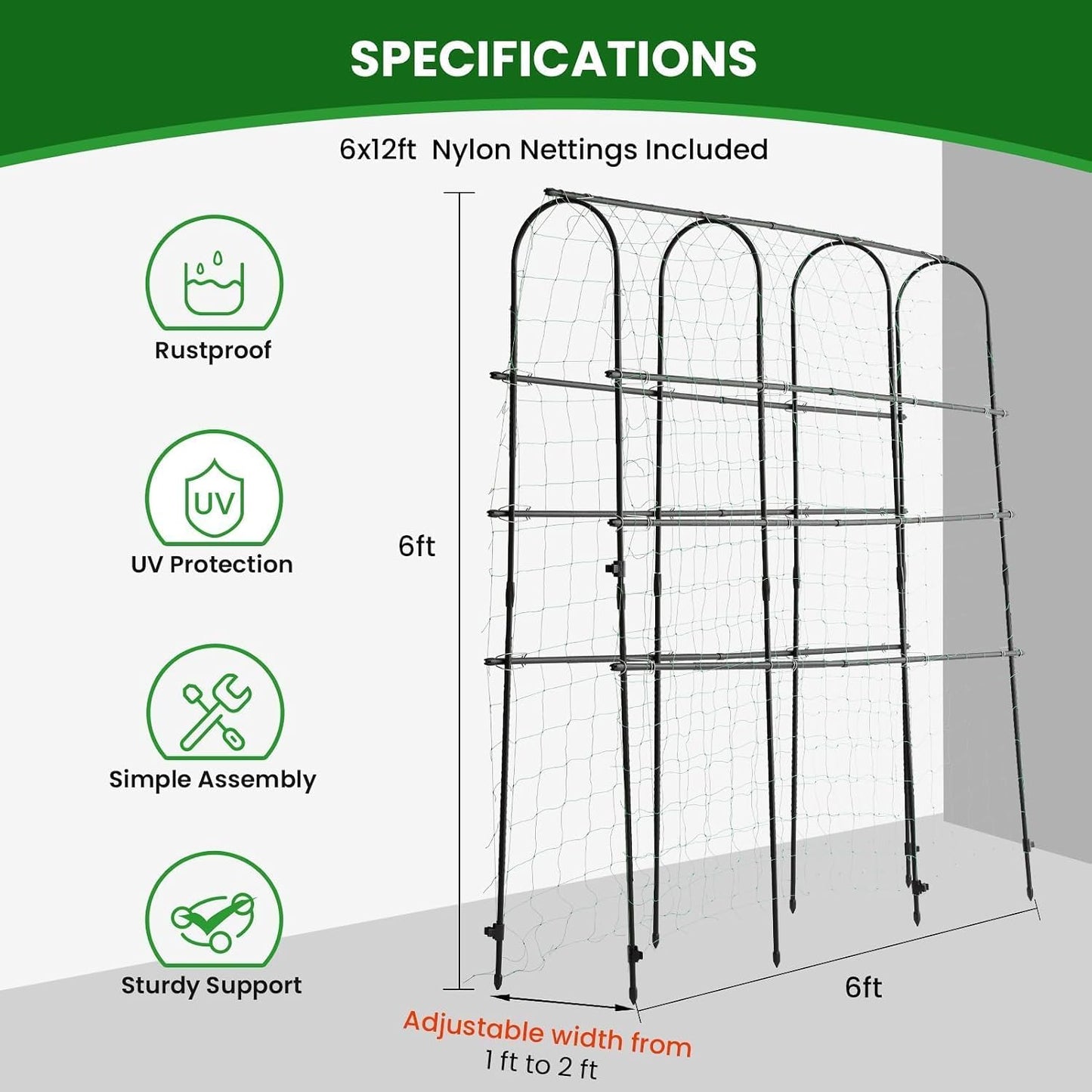 7 ft Garden Arch Tunnel Trellis for Climbing Plants Outdoor