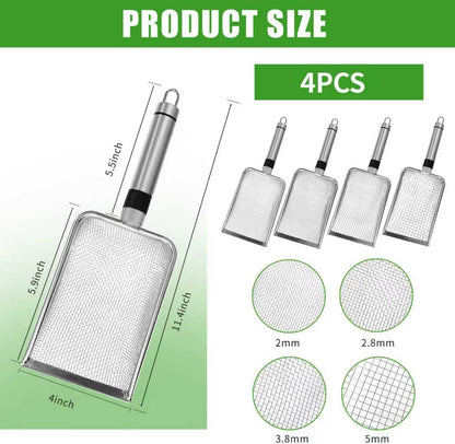 4 Pcs Gardening Soil Sifter, 5" W-Shape Garden Sieve Sifter with Handle (2/2.8/3.8/5 mm Mesh), Portable Gardening Sifter for Gradening Sand Soil Dirt Compost