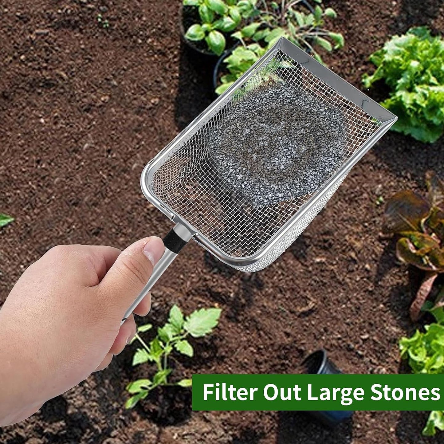 4 Pcs Gardening Soil Sifter, 5" W-Shape Garden Sieve Sifter with Handle (2/2.8/3.8/5 mm Mesh), Portable Gardening Sifter for Gradening Sand Soil Dirt Compost