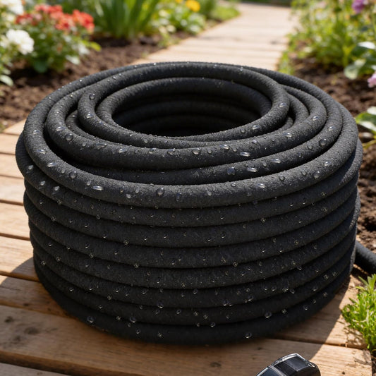 50 ft Soaker Hose 3/8" ID x 0.58" OD Drip Irrigation Hose Tubing Porous Black Drip Irrigation Line for Watering, Garden, Vegetable Planters, Borders, Lawns, and Yard