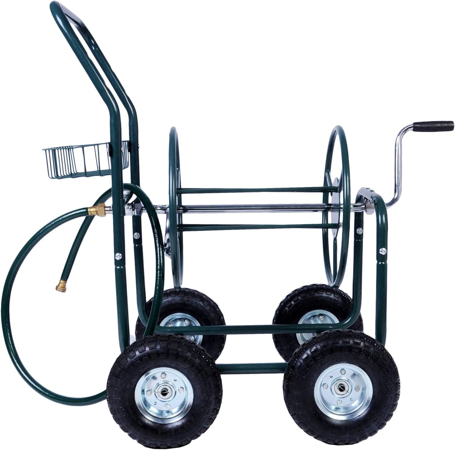 Garden Hose Reel Cart with Anti-rust Paint, Hosemobile Water Hose Reel with Wheels, Storage Basket Holds 250 Feet of 5/8 Inch Hose for Lawn Patio Gardening Task (Metal Grey)