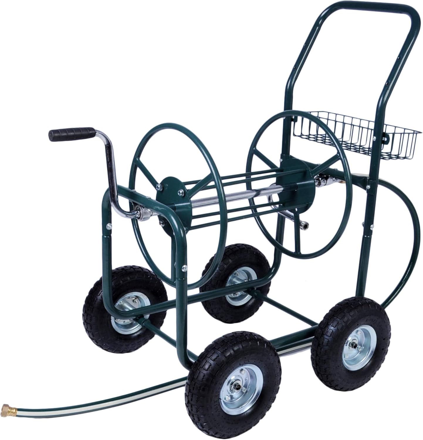 Garden Hose Reel Cart with Anti-rust Paint, Hosemobile Water Hose Reel with Wheels, Storage Basket Holds 250 Feet of 5/8 Inch Hose for Lawn Patio Gardening Task (Metal Grey)