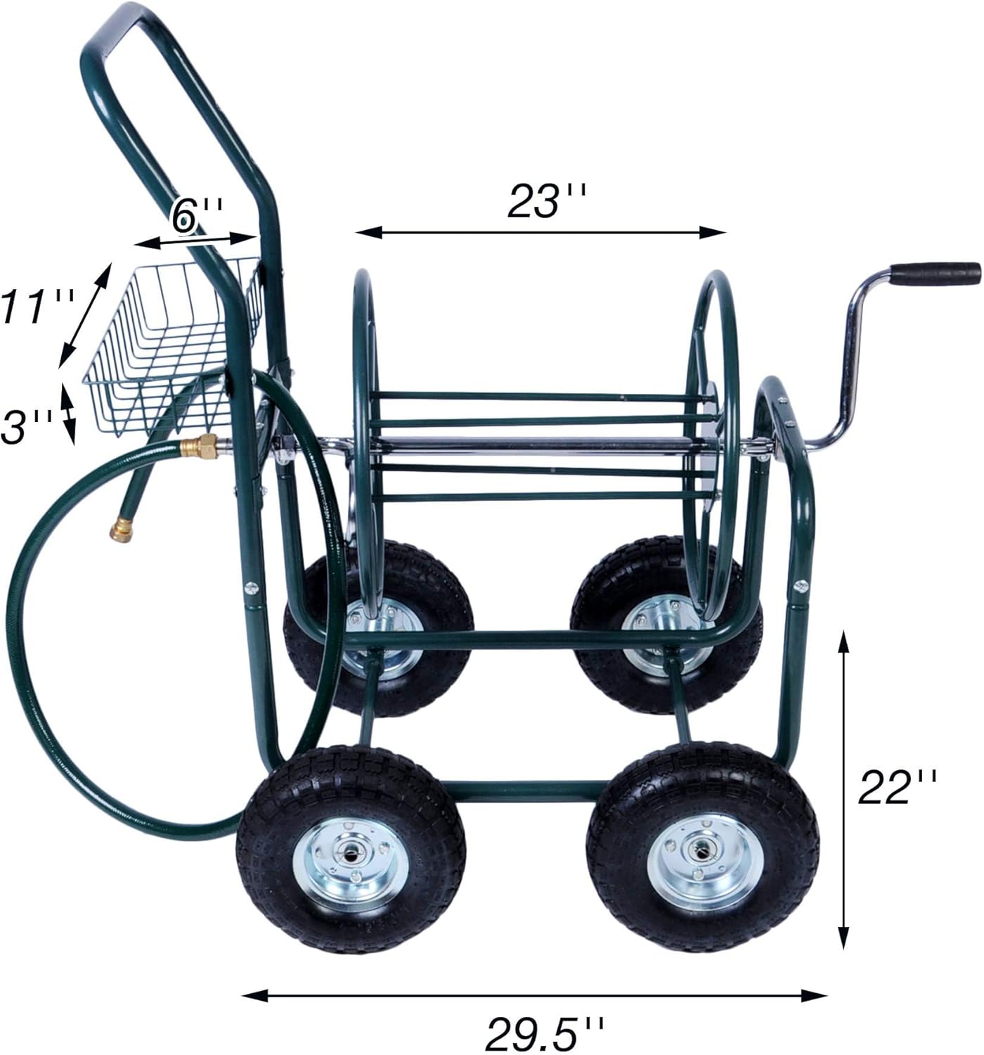 Garden Hose Reel Cart with Anti-rust Paint, Hosemobile Water Hose Reel with Wheels, Storage Basket Holds 250 Feet of 5/8 Inch Hose for Lawn Patio Gardening Task (Metal Grey)