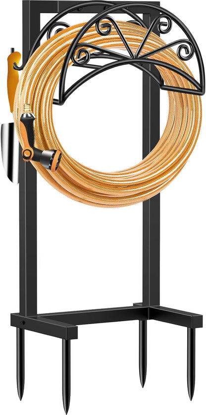 Garden Hose Holder, Heavy Duty Stand for 160FT Hose with 4 Spikes