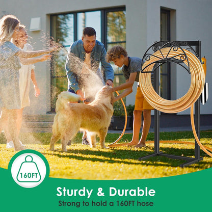 Garden Hose Holder, Heavy Duty Stand for 160FT Hose with 4 Spikes