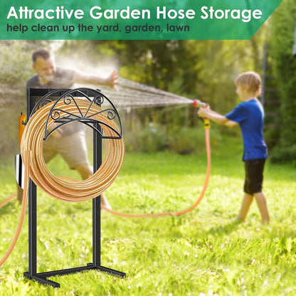 Garden Hose Holder, Heavy Duty Stand for 160FT Hose with 4 Spikes