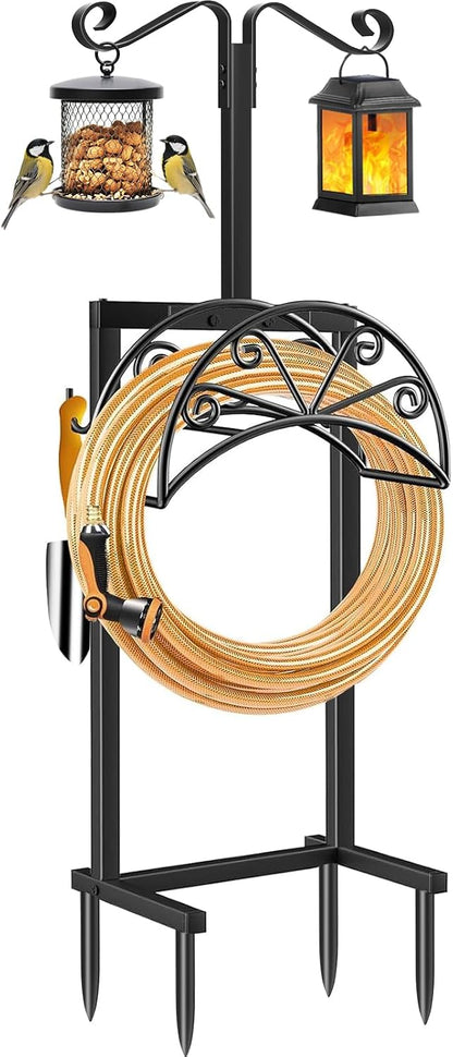 Garden Hose Holder, Heavy Duty Stand for 160FT Hose with 4 Spikes