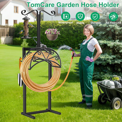 Garden Hose Holder, Heavy Duty Stand for 160FT Hose with 4 Spikes