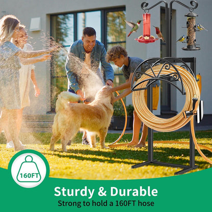 Garden Hose Holder, Heavy Duty Stand for 160FT Hose with 4 Spikes