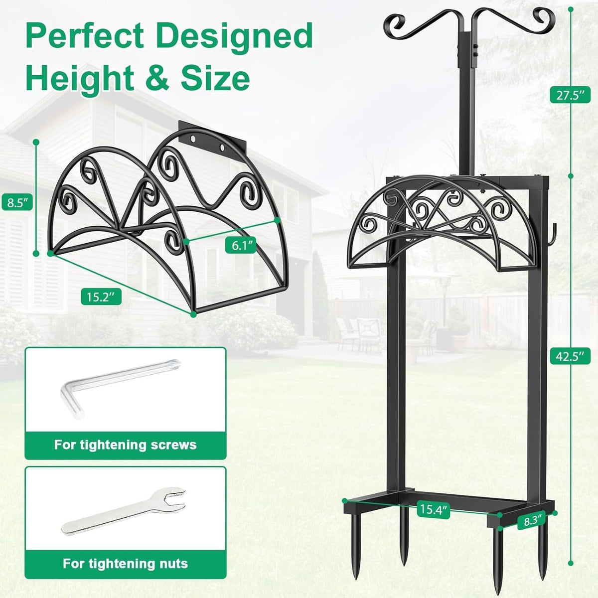 Garden Hose Holder, Heavy Duty Stand for 160FT Hose with 4 Spikes