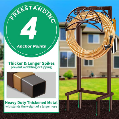 Garden Hose Holder, Heavy Duty Stand for 160FT Hose with 4 Spikes