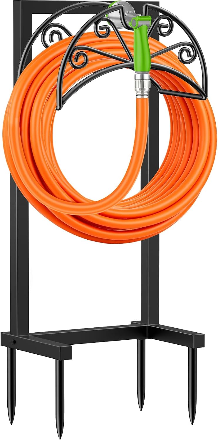 Garden Hose Holder, Heavy Duty Stand for 160FT Hose with 4 Spikes