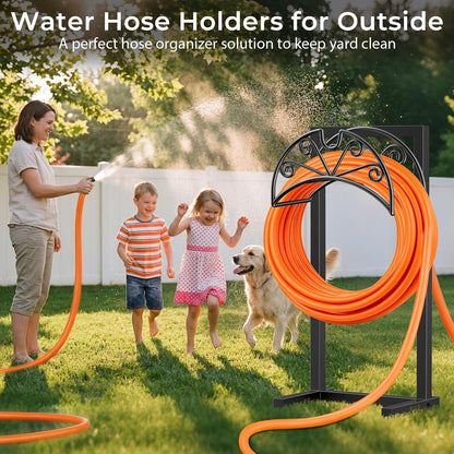 Garden Hose Holder, Heavy Duty Stand for 160FT Hose with 4 Spikes