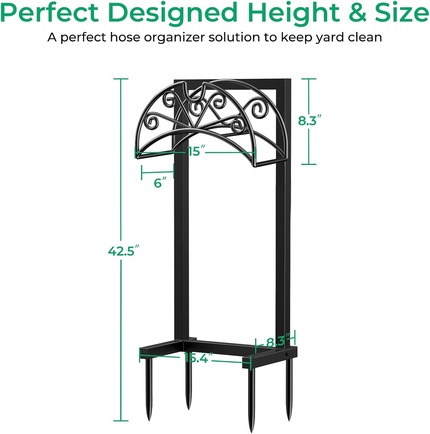 Garden Hose Holder, Heavy Duty Stand for 160FT Hose with 4 Spikes