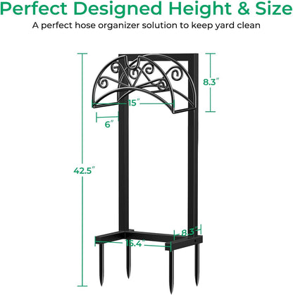 Garden Hose Holder, Heavy Duty Stand for 160FT Hose with 4 Spikes
