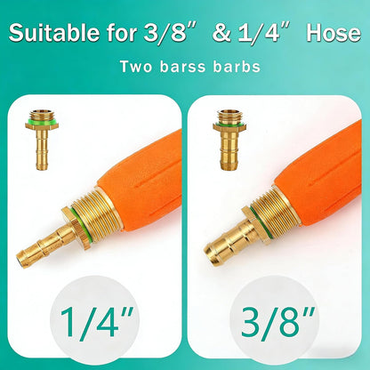 All Metal Sprayer Wand,1/4" & 3/8" & 1/2" Brass Barbs Sprayer Wand Replacement, Built-in Shut Valve Stainless Steel & 2 Hose Clamps