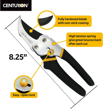 1299 8" Steel Bypass Pruning Shears, Garden Shears, Hand Pruners, Tree Trimmers, 2-tone Dura Grip with Non-Stick Rust-Resistant Coating Blade