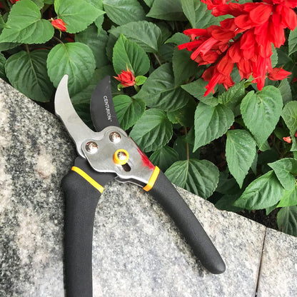 1299 8" Steel Bypass Pruning Shears, Garden Shears, Hand Pruners, Tree Trimmers, 2-tone Dura Grip with Non-Stick Rust-Resistant Coating Blade
