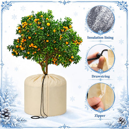 2 Pack Plant Winter Protection Pot, Anti-Frost Flower Pot Protective Bag