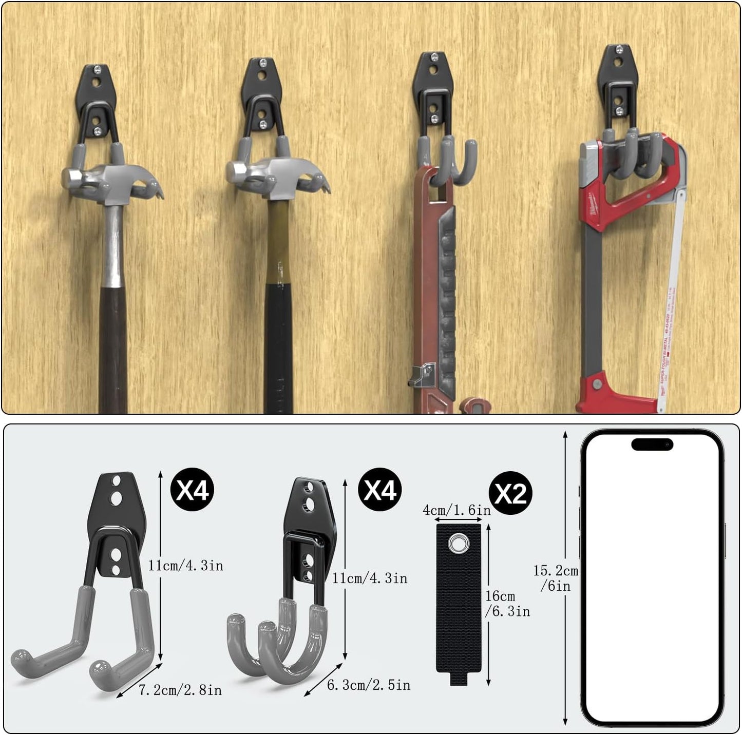 Garden Hose Holder Wall Mount,4 Pack Solid Steel 3.9 Inch Hose Hanger