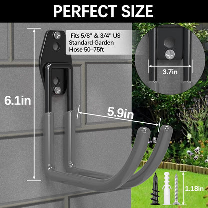 Garden Hose Holder Wall Mount,4 Pack Solid Steel 3.9 Inch Hose Hanger