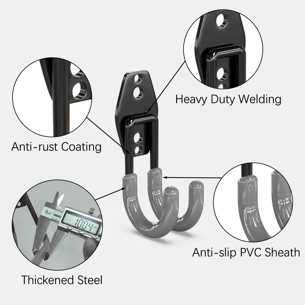 Garden Hose Holder Wall Mount,4 Pack Solid Steel 3.9 Inch Hose Hanger