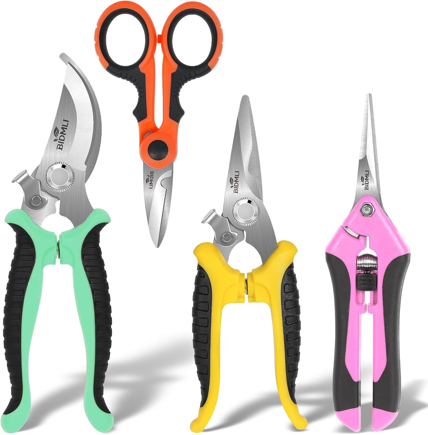 4-Pack Multifunctional Garden Scissors Set- Stainless Steel Pruning &Floral Shears with One-Piece Handle Blades for Tree Pruning, Flower Trimming, and Fruit Picking Tasks at Home&Garden Tool.
