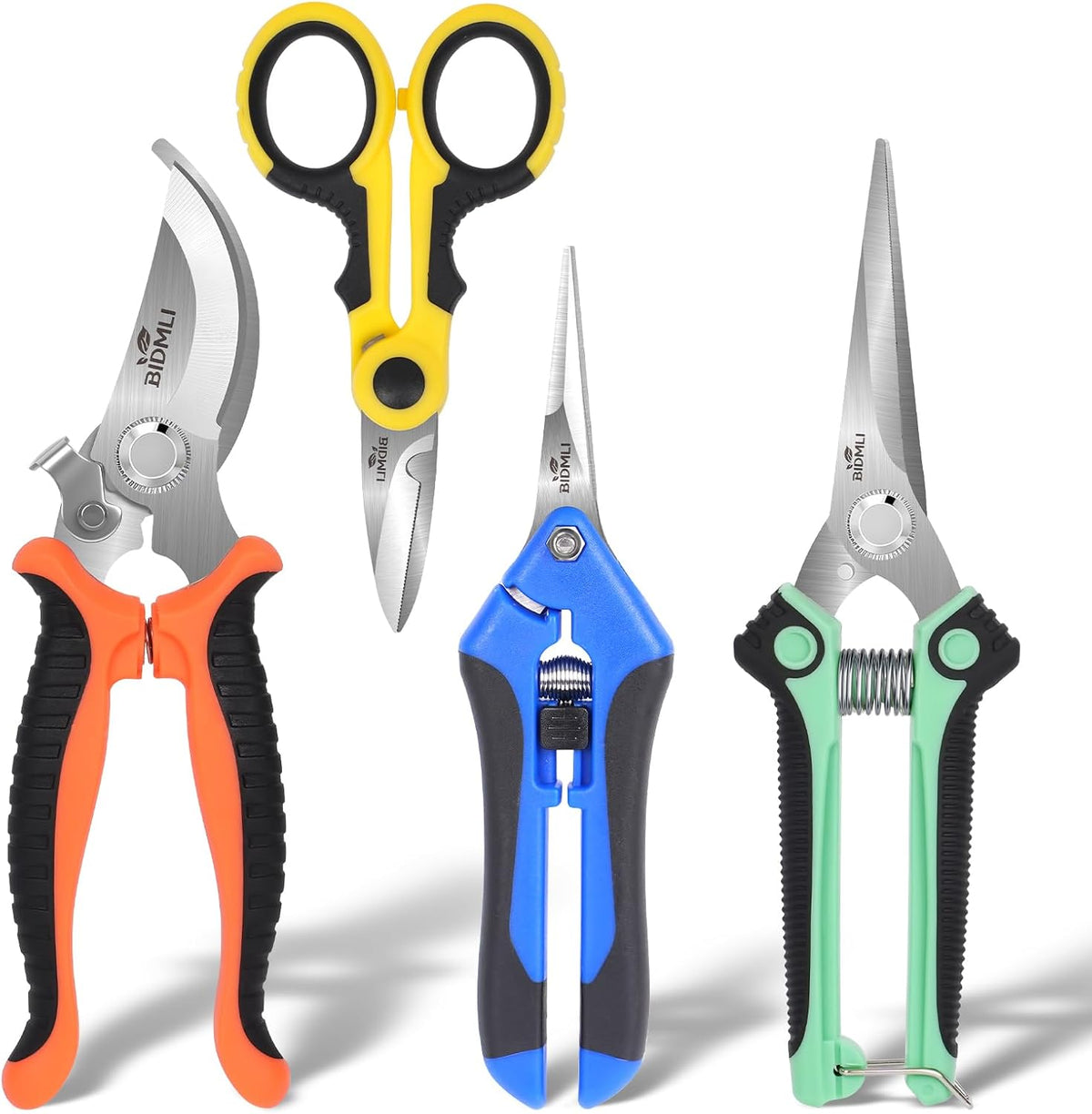 4-Pack Multifunctional Garden Scissors Set- Stainless Steel Pruning &Floral Shears with One-Piece Handle Blades for Tree Pruning, Flower Trimming, and Fruit Picking Tasks at Home&Garden Tool.