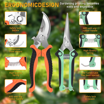 4-Pack Multifunctional Garden Scissors Set- Stainless Steel Pruning &Floral Shears with One-Piece Handle Blades for Tree Pruning, Flower Trimming, and Fruit Picking Tasks at Home&Garden Tool.