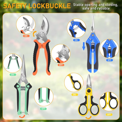 4-Pack Multifunctional Garden Scissors Set- Stainless Steel Pruning &Floral Shears with One-Piece Handle Blades for Tree Pruning, Flower Trimming, and Fruit Picking Tasks at Home&Garden Tool.